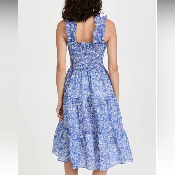 Amanda Uprichard Adelene Midi Dress in Chalet Size S blue white SW - Picture 3 of 15